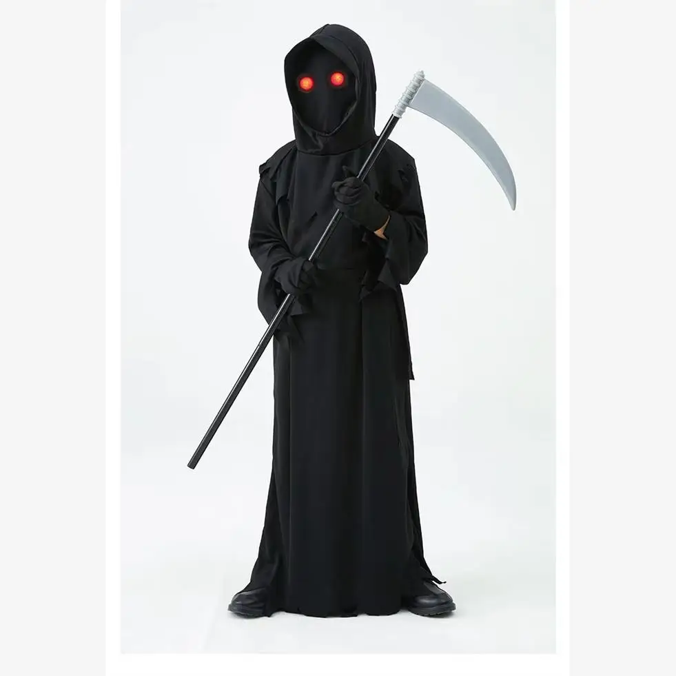Crianças loween horror reaper traje cosplay playwear sem marca traje de palco tradicional étnico feminino wear