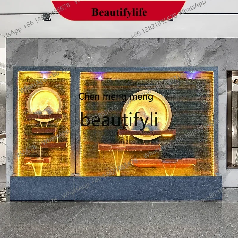

D178 Large water curtain wall screen courtyard rockery flowing water living room circulating water floor ornament