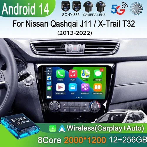 Reproductor de Radio de coche Android14 para Nissan Qashqai J11 x-trail Xtrail T32 Rogue Dualis 2013-2021 compatible con OEM BOSE 360 Auto Carpaly 4G