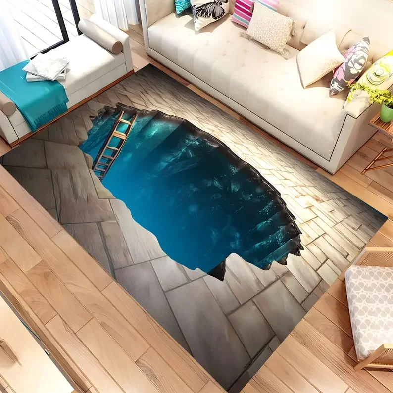 3D Rug 3D Design Deep Hole Rug 3D Huge Crack Illusion Rug Optical Illusion Rug 3D Design Rug Popular Non Slip Rug Home Decor