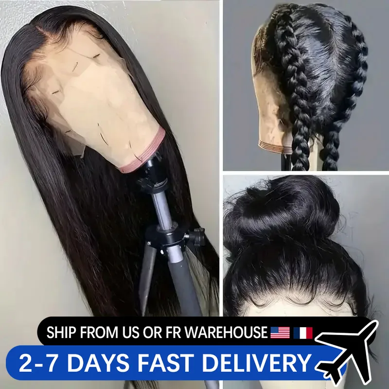 360 Full Hd Lace Wig Human Hair Pre Plucked 180% Density Brazilian 13x6 Human Hair Wigs Bone Straight Lace Frontal Wig For Women