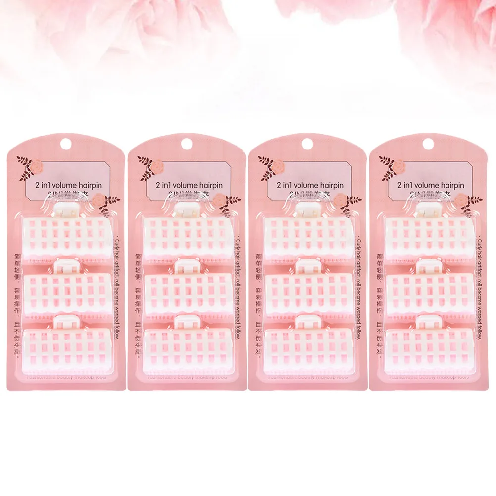 4 Sets/12pcs Sponge Hair Curler Self Adhesive Hair Styling Roller Hair Curlers Hairdressing Tools for Woman