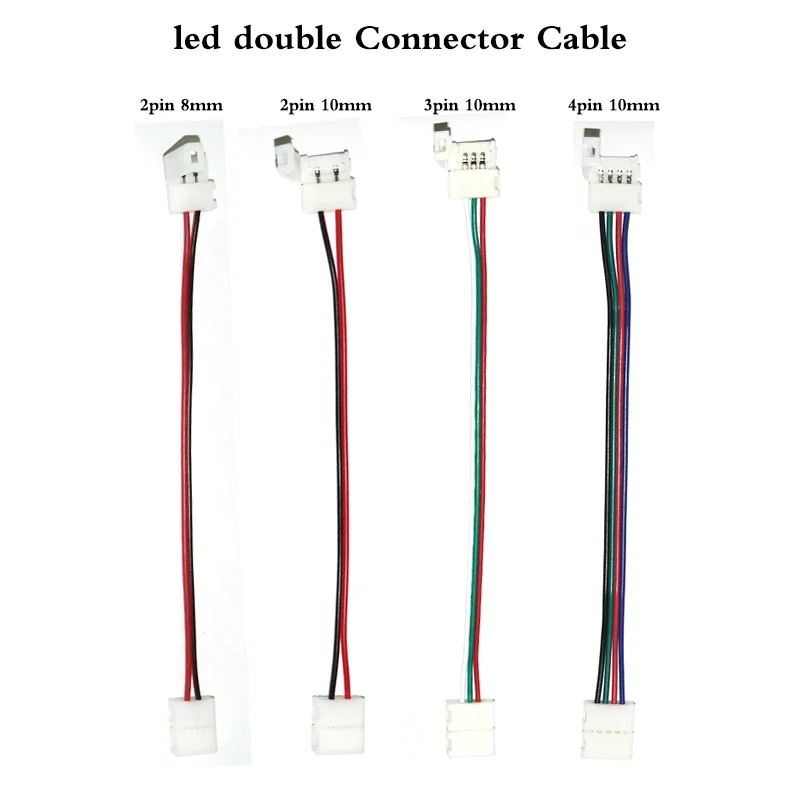 5 pcs 2pin 3pin 4pin RGB Connector 15CM Cable For 8mm 10mm 5050 WS2811 WS2812B LED Strip double head solderless quick connector