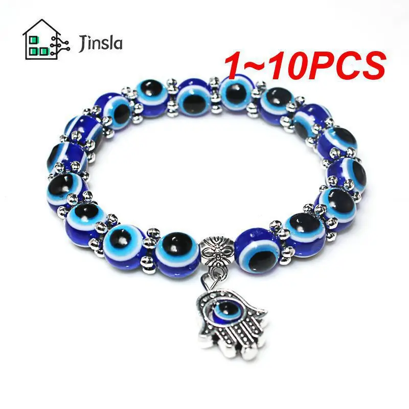 1~10PCS Turkish Blue Devil Eye Resin Bracelets Wish Handmade Safety Lucky Eye Hand Of Fatima Medusa's Eye Bracelets Jewlery