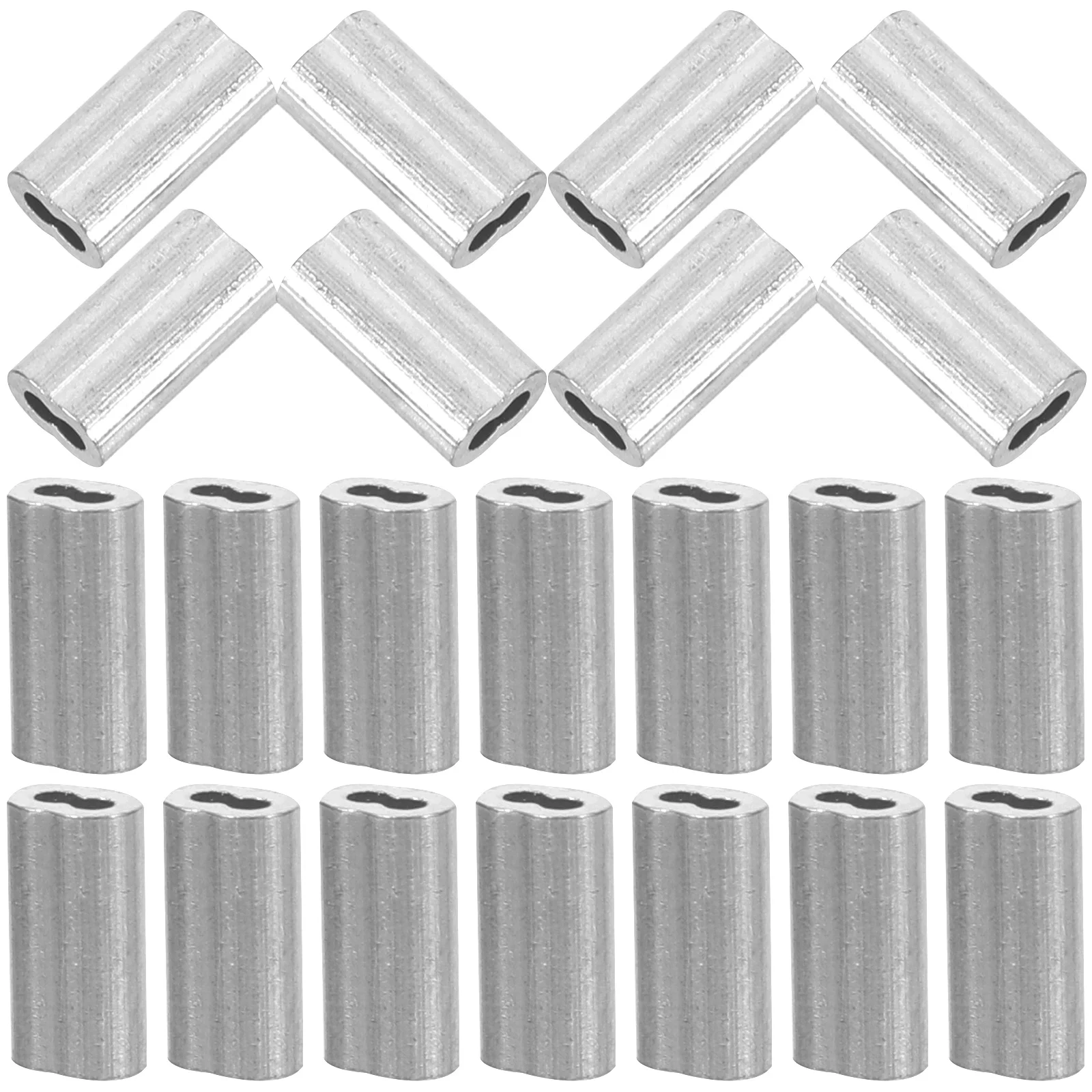 Herramienta de prensado de Cables de piezas, manguito de aluminio en forma de 8, abrazaderas para Cables Suite 070x030x020cm, manguitos de cuerda plateados, 100
