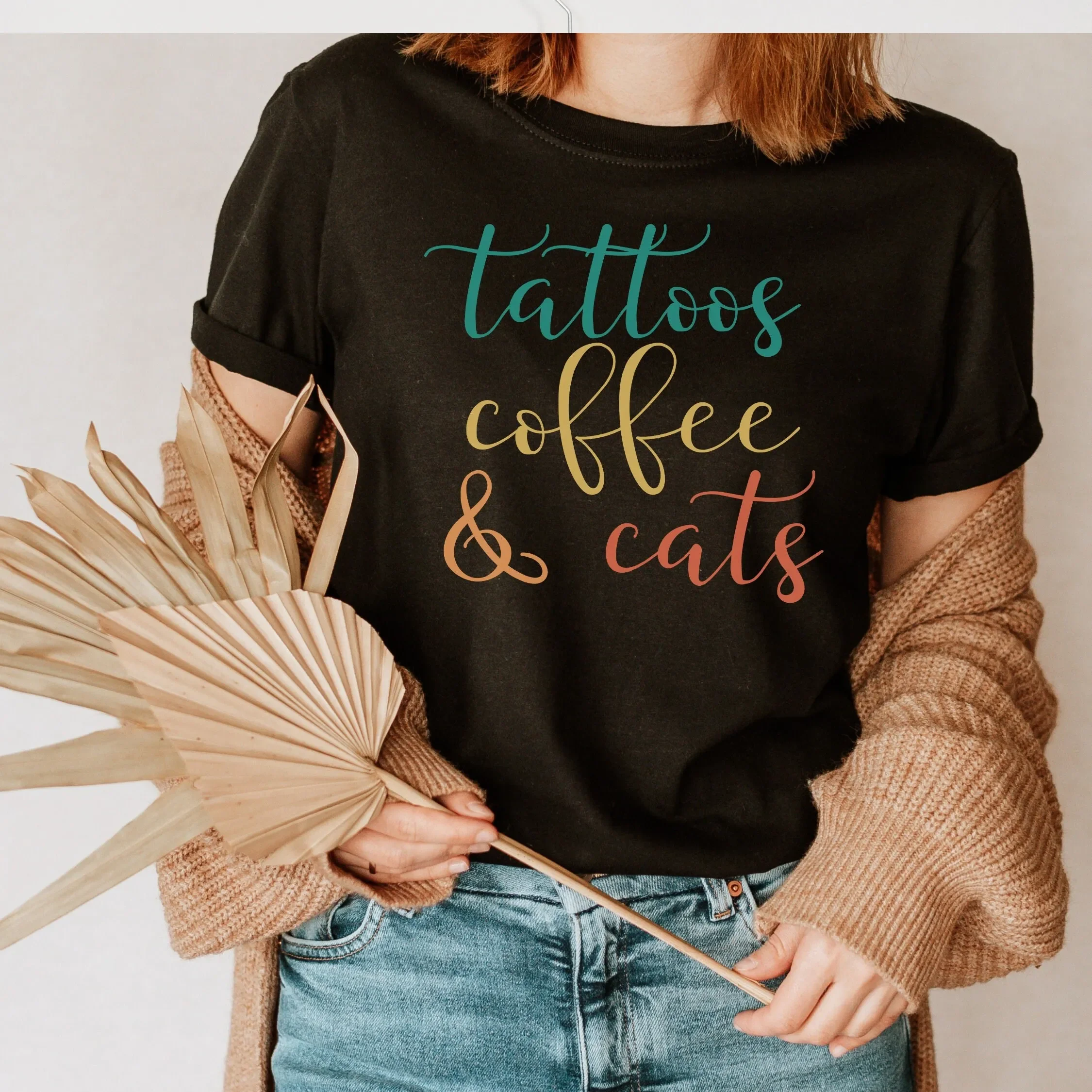 

Татуировки Кофе и Кошки Футболка Татуировка CaT Cool Mom