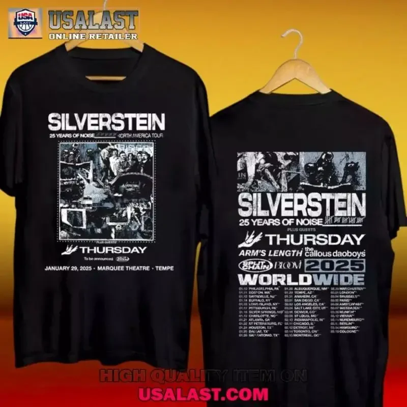 T-shirt du tournée mondiale du groupe Silverstein 2025