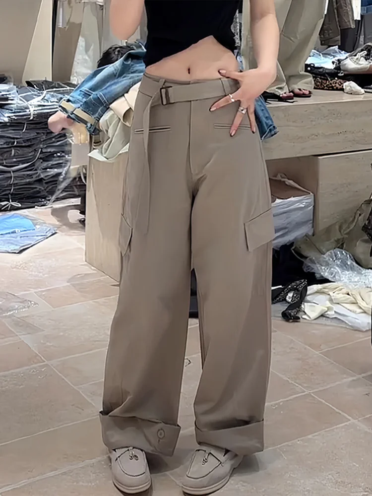 

Ретро-брюки в американском стиле для женщин: свободные, приталенные, с множеством карманов, широкие штанины, длинные, повседневные, прямые, с высокой талией