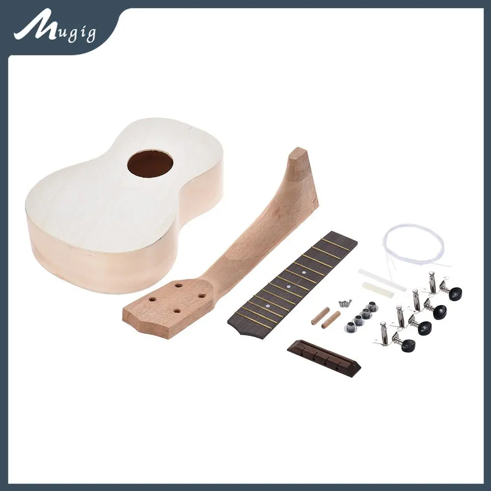 Mugig Soprano Ukulele DIY Soprano Hawaii Ukulele Kit 21 Uku Unfinished DIY KIT