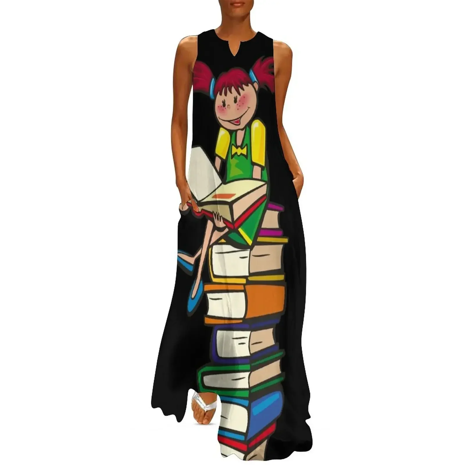 

Book Stack Girl Long Dress women formal occasion dresses women's evening dresses summer dress korean women Dress