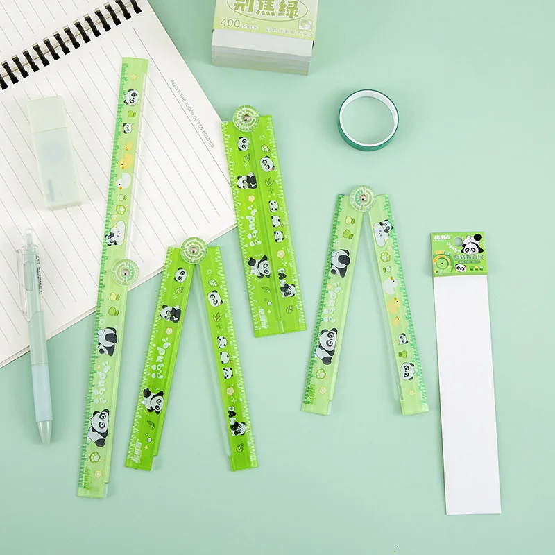 Bview Art عشوائيا 1 قطعة مسطرة باندا لطيفة قابلة للطي مع منقلة - أداة رسم هندسية للطلاب الإبداعي