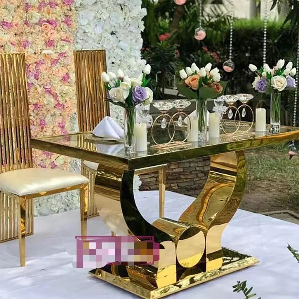 

Modern luxury designs stainless steel dining tables set for wedding