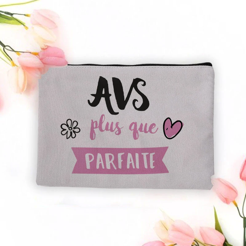 Avs presentes saco de maquiagem feminina viagem neceser super avs impresso cosméticos zíper bolsa de viagem organizador de higiene pessoal escola lápis sacos