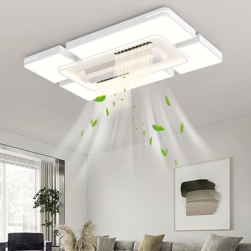 Plafonnier LED avec ventilateur intégré, design moderne, éclairage d'intérieur, luminaire de plafond, idéal pour une salle à manger ou une chambre d'enfant