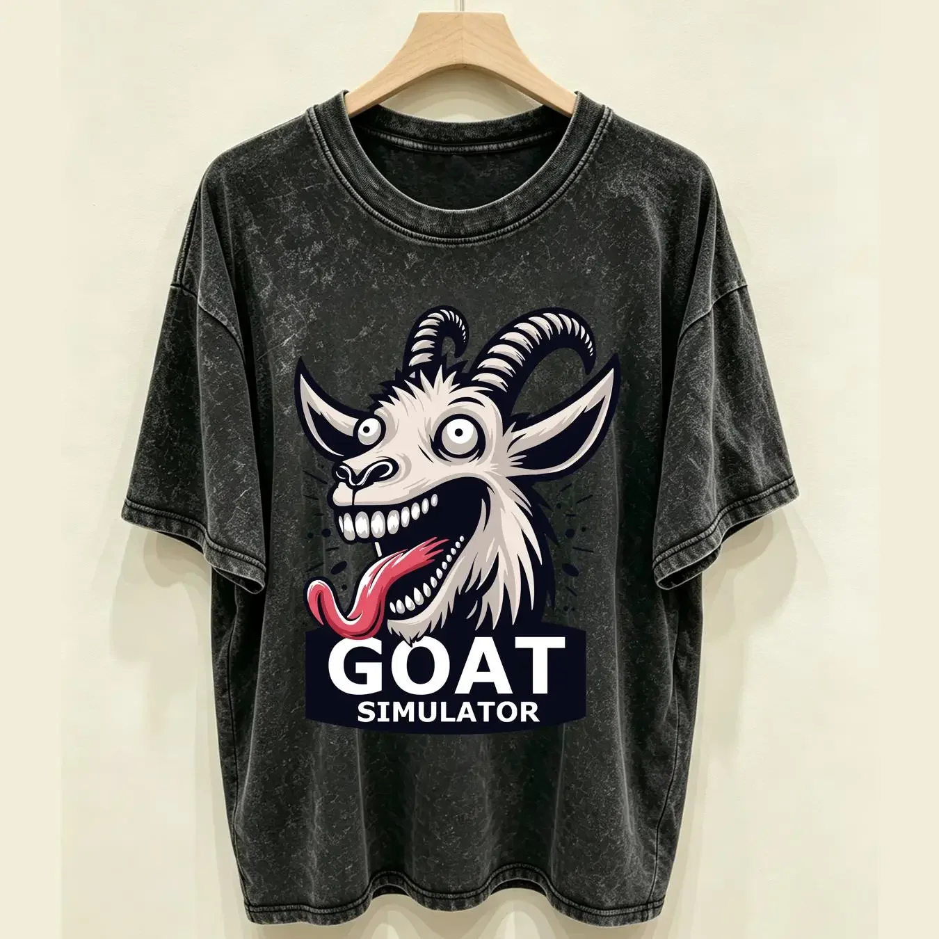 washed T Shirt Goat Simulator Screaming long or short sleeves vintage Washed Soft Stretched Stylish designer clothes