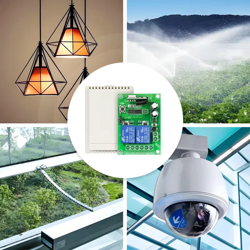 DC 24V Wireless Remote Control Switch 2 CH 433Mhz Relay Transmitter with Receiver DIY for Garage Door Lighting Curtains