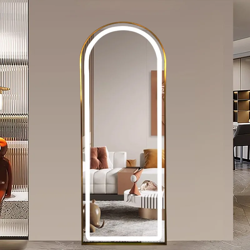 Full-length Mirror With Three-color LED Strip Lights High-definition Wall-mounted Dressing Mirror For Home Barber Shop Mirror