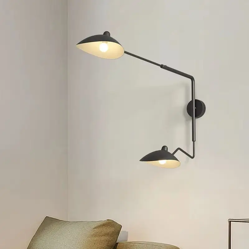 Nordic Retro Spider Serge Mouille Wandlampen, verstellbares langes Arm-LED-Licht für Nachttisch, Schlafzimmer, Wohnzimmer, Arbeitszimmer, Heimdekoration