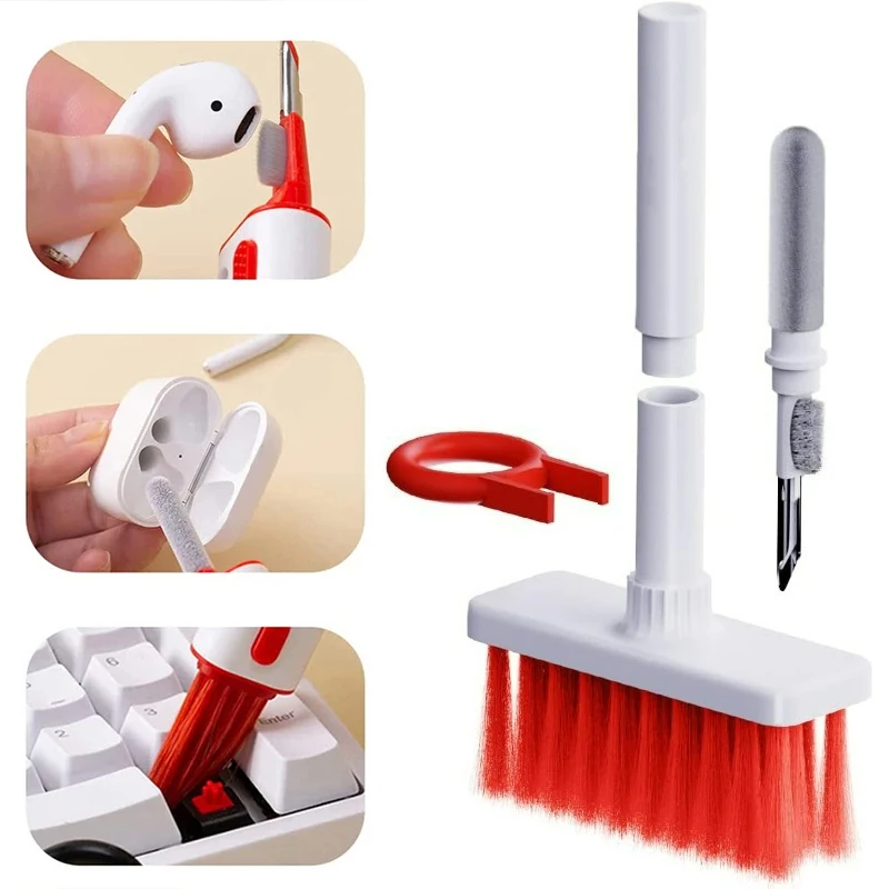 5 In 1 Multifunctional Keyboard Cleaning Brush Earphone PC Computer Keycap Puller Cleaner Wireless Earbuds Gap Dust Remover Tool