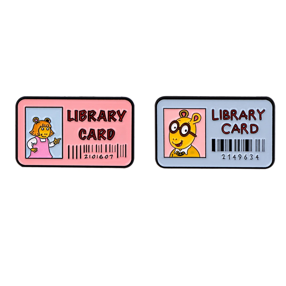 Cartoon Library Card Lapel Pins for Backpacks Enamel Pin DIY Children Brooch for Clothes Briefcase Badges Jewelry Gifts