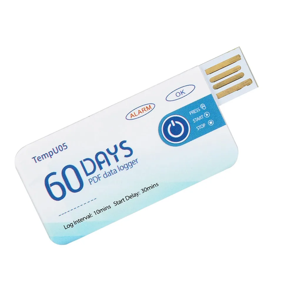 60 Days Temperature Data Logger PDF Report Output Disposable Design Disposable Temperature Recorder Single Use Type
