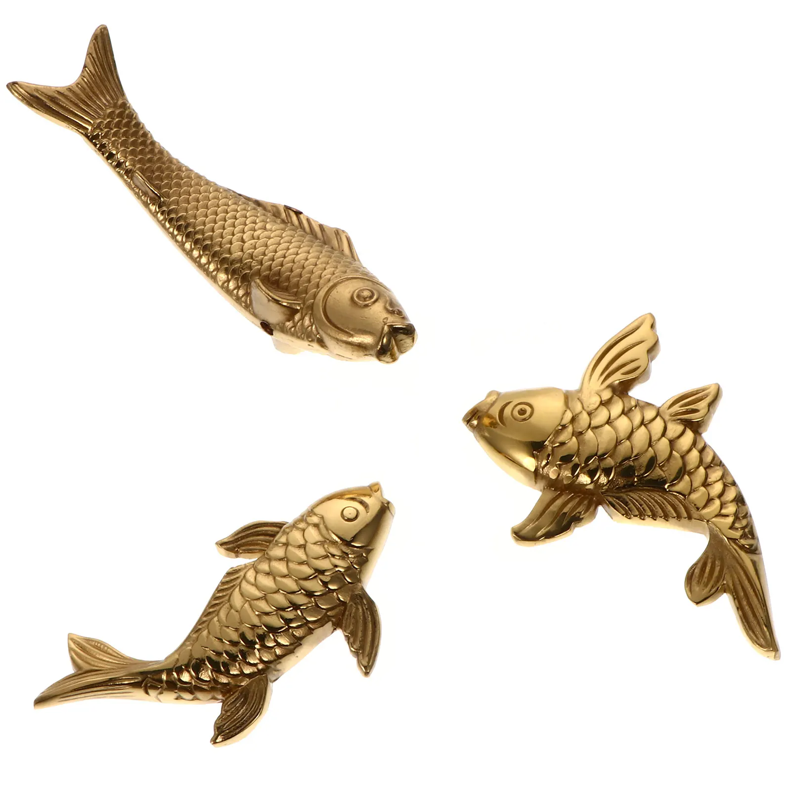 

3pcs Brass Fish Ornament Desktop Home Office Decoration Simulation Animal Decorative Fish Adornment Handcrafted Strong