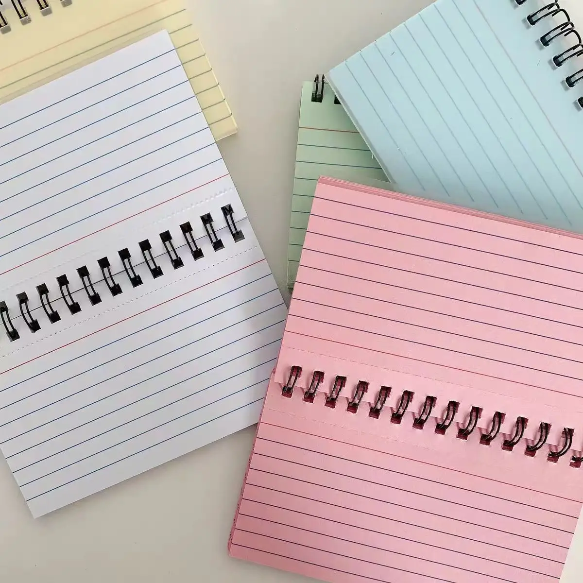 2pcs Minimalist Thickened Tear-off Five-Colour Spiral Notebook, Multi-functional Sticky Notes Pad, Fructose-Coloured Ruled Stu
