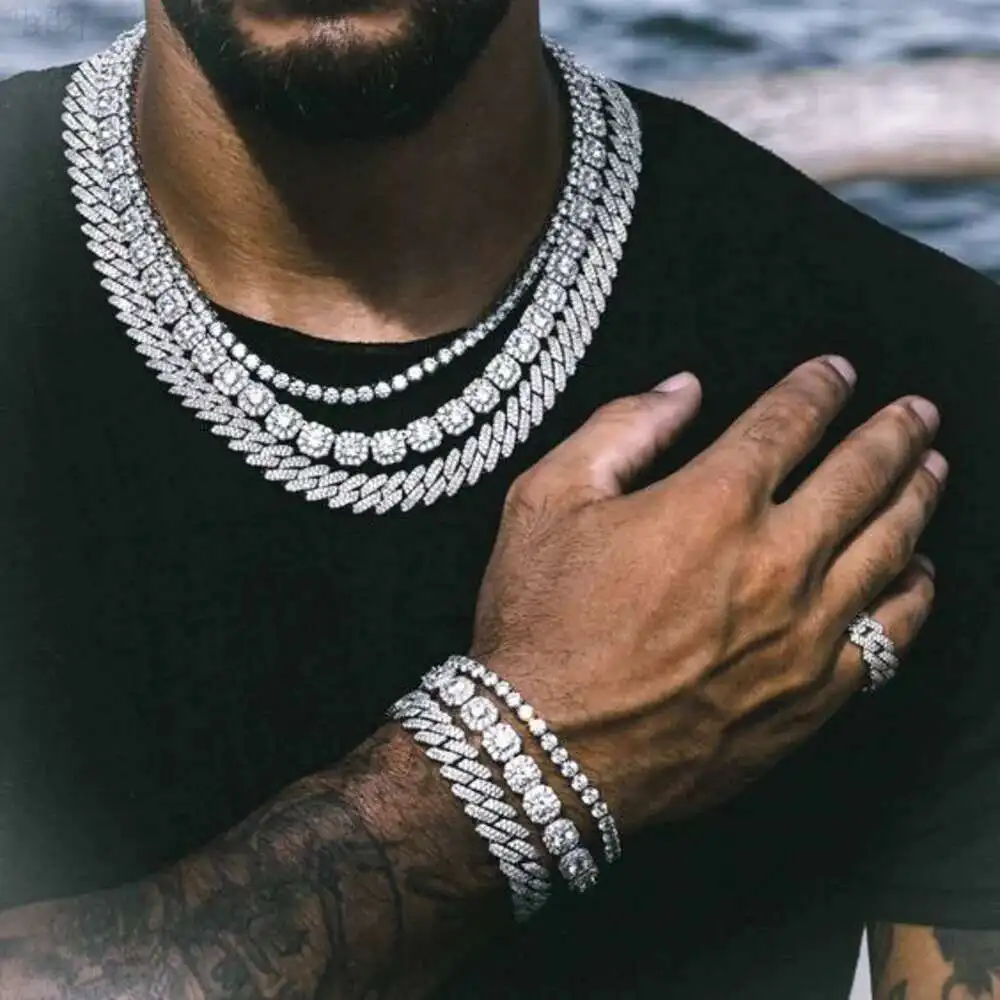 

Holycome 925 Sterling Silver Moissanite Necklace Cuban Hip Hop Necklace Jewelry Necklace Hip Hop Silver Cz Cuban Chain