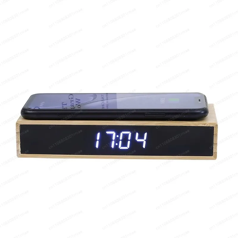 New Clock Temperature Weather Forecast Digital Desktop Clock Voice Control with Wireless Charger