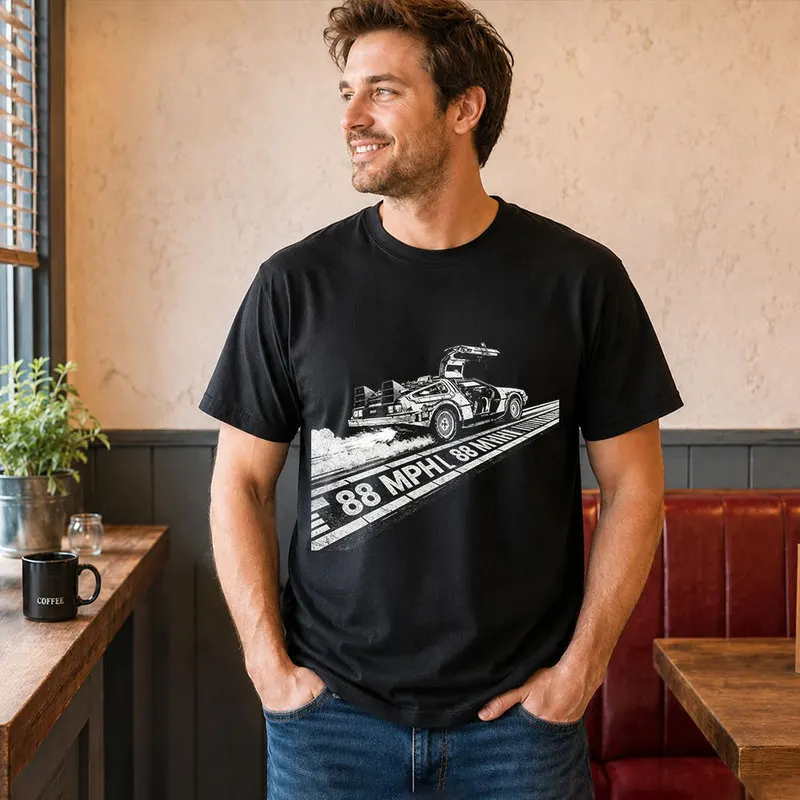 Back To The Future T‑Shirt Biff's Automotive Detailing Print Tees 0814 Hill Valley DeLorean 88MPH Time Machine Short Sleeve Tops