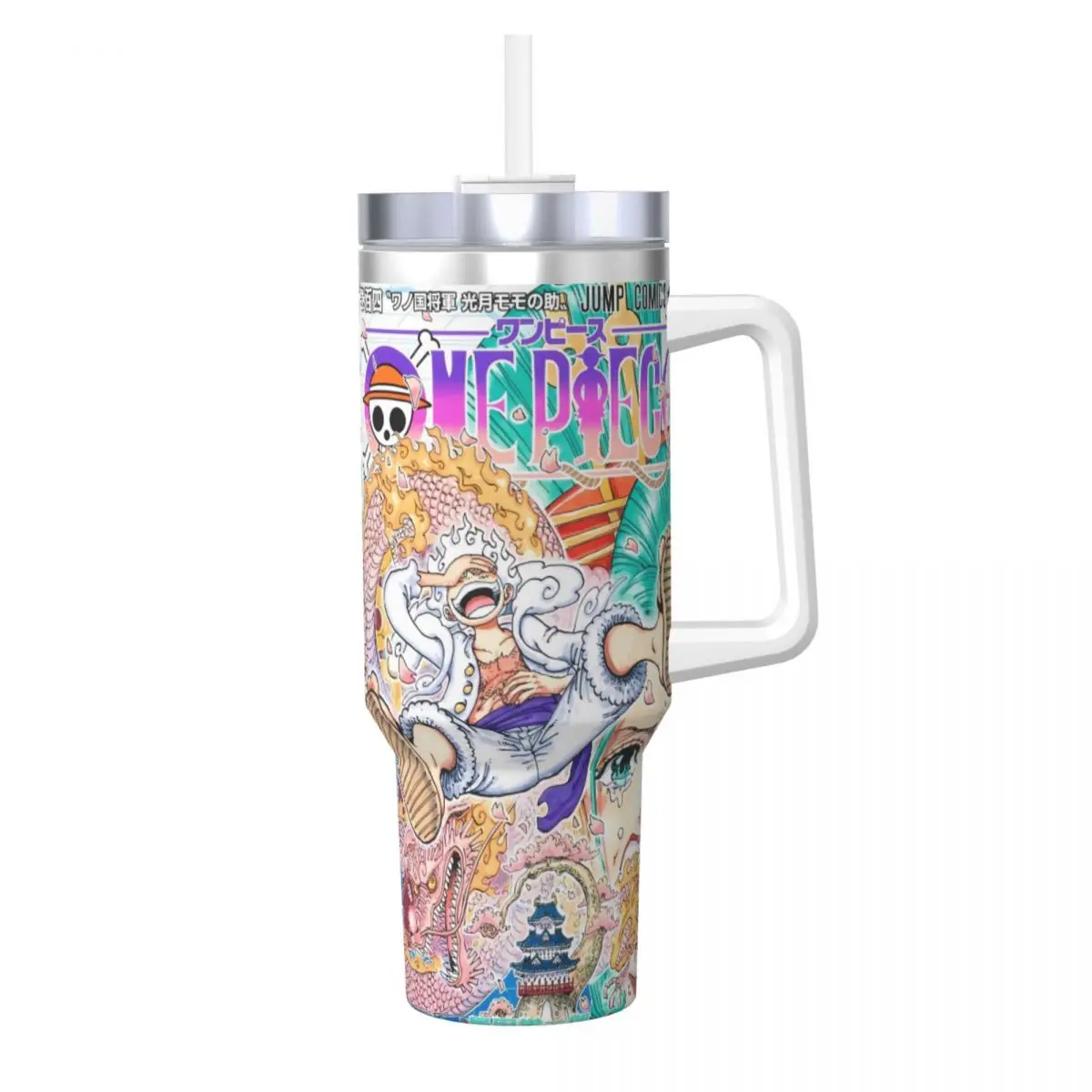 O-One Anime P-Piece Tumbler Hot Drinks Water Bottle Keep Heat Stainless Steel Thermal Mug Graphic Travel Car Mugs