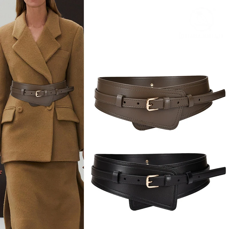 High Quality Fashion Genuine Leather Ladies Corset Pin Buckle Wide Girdle Dress Decorative Belts for Women Luxury Designer Brand