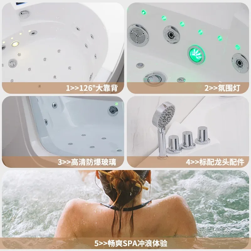 for Exit Sea View Glass Bathtub Triangular Fan Acrylic Swimming Pool Intelligent Thermostatic Jacuzzi Home