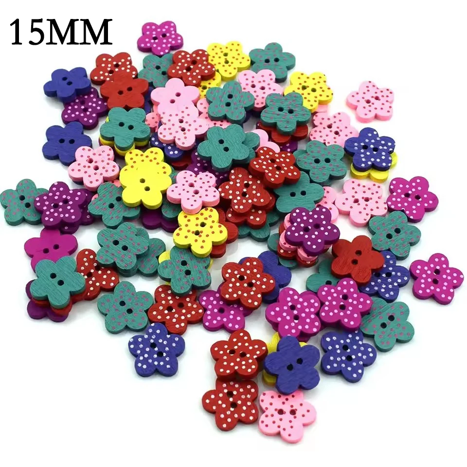 300PCS Wooden Buttons Craft DIY Scrapbooking Buttons Sewing Accessories Jacket Blazer Sweaters Handwork Accessories