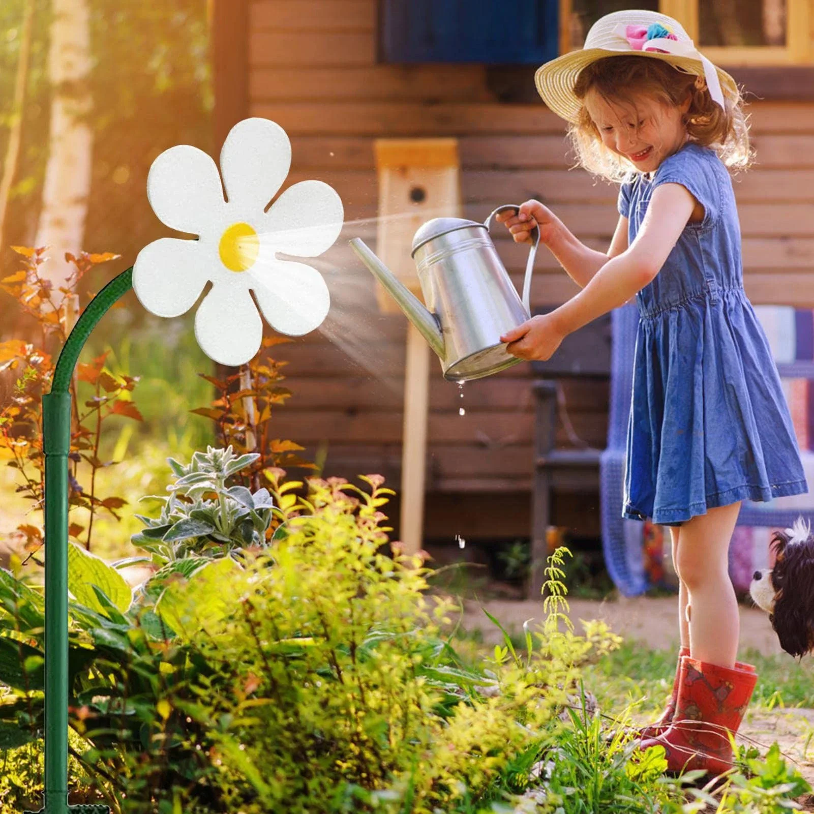 Sunflower Wiggling Sprinkler for Garden 360 ° Shaking Rotating Sprinkler Garden Yard Lawn Irrigation Device Water Toy For Kids