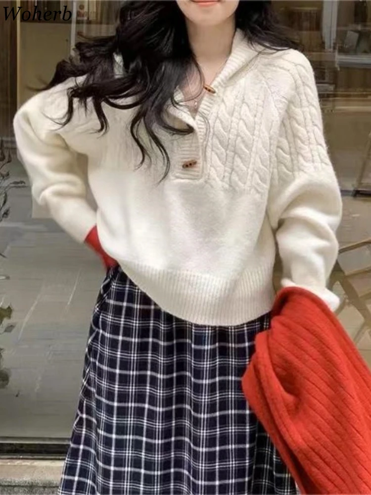 

Casual Twist Hooded Sweater Women's Autumn Clothing Korean Button Jumper Pull Femme Fashion Knitted Pullovers Tops Sueter Mujer