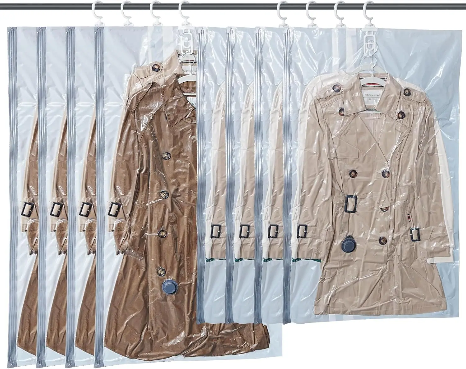 

Набор из 8 подвесных вакуумных пакетов для хранения одежды, костюмов, органайзер для шкафа - надежно сохранят пальто и платья