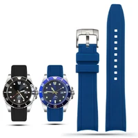 Correa de reloj de goma con extremo curvado de 20mm y 22mm para Casio Swordfish Duro MDV106-1A MDV-106/107-1A, pulsera deportiva de silicona resistente al agua