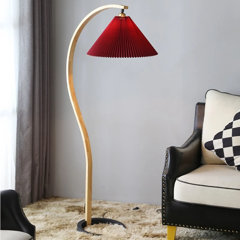 Vintage Red Lampshade LED Floor Light Beside The Sofa in The Living Room Homestay Hotel Villa Affordable Luxury Househol Fixture