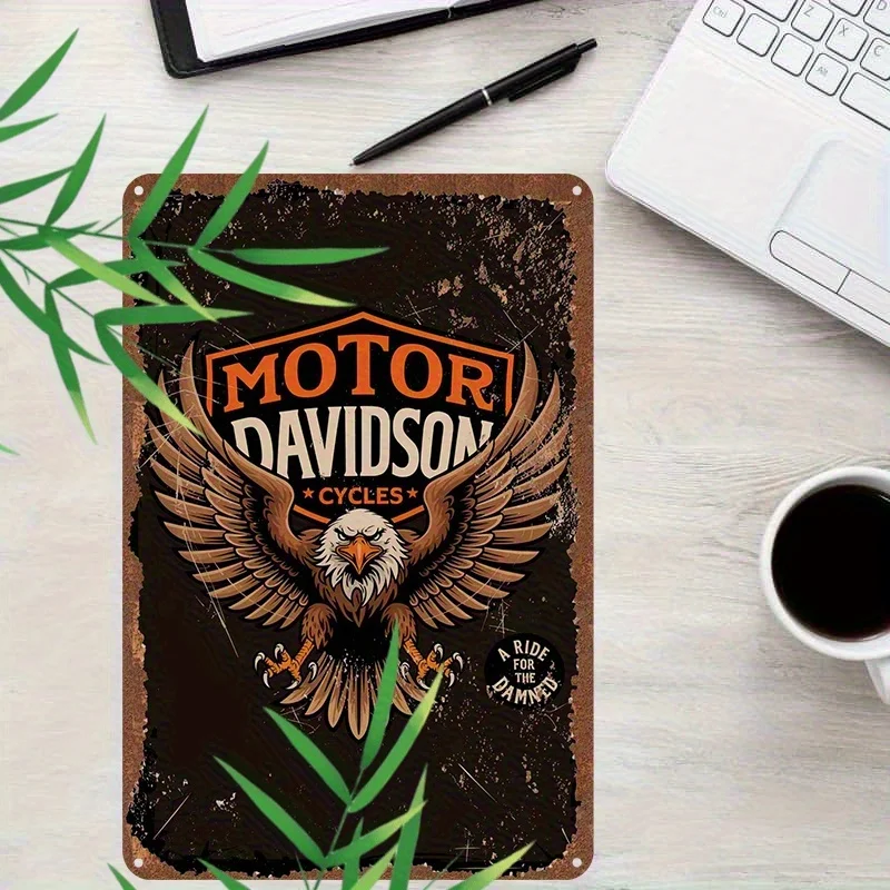 Davidson Motorcycle Logo Tin sign Wall Hanging- Rustic Iron Decoration for Home, Cafe, Bar, Studio-  Easy to Hang Perfect Gift I