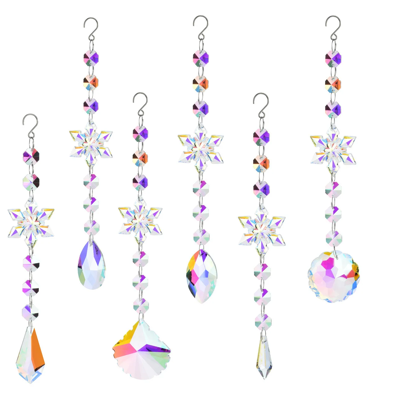 كريستال Suncatcher شجرة عيد الميلاد الحلي ، ندفة الثلج كريستال حلي معلقة لشجرة ديكور حفلات نافذة حديقة ديكور