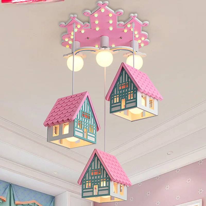 Bedroom Lights Fashion Cartoon Crown Children's Room Lights Warm Restaurant Creative LED Three-head Chandelier