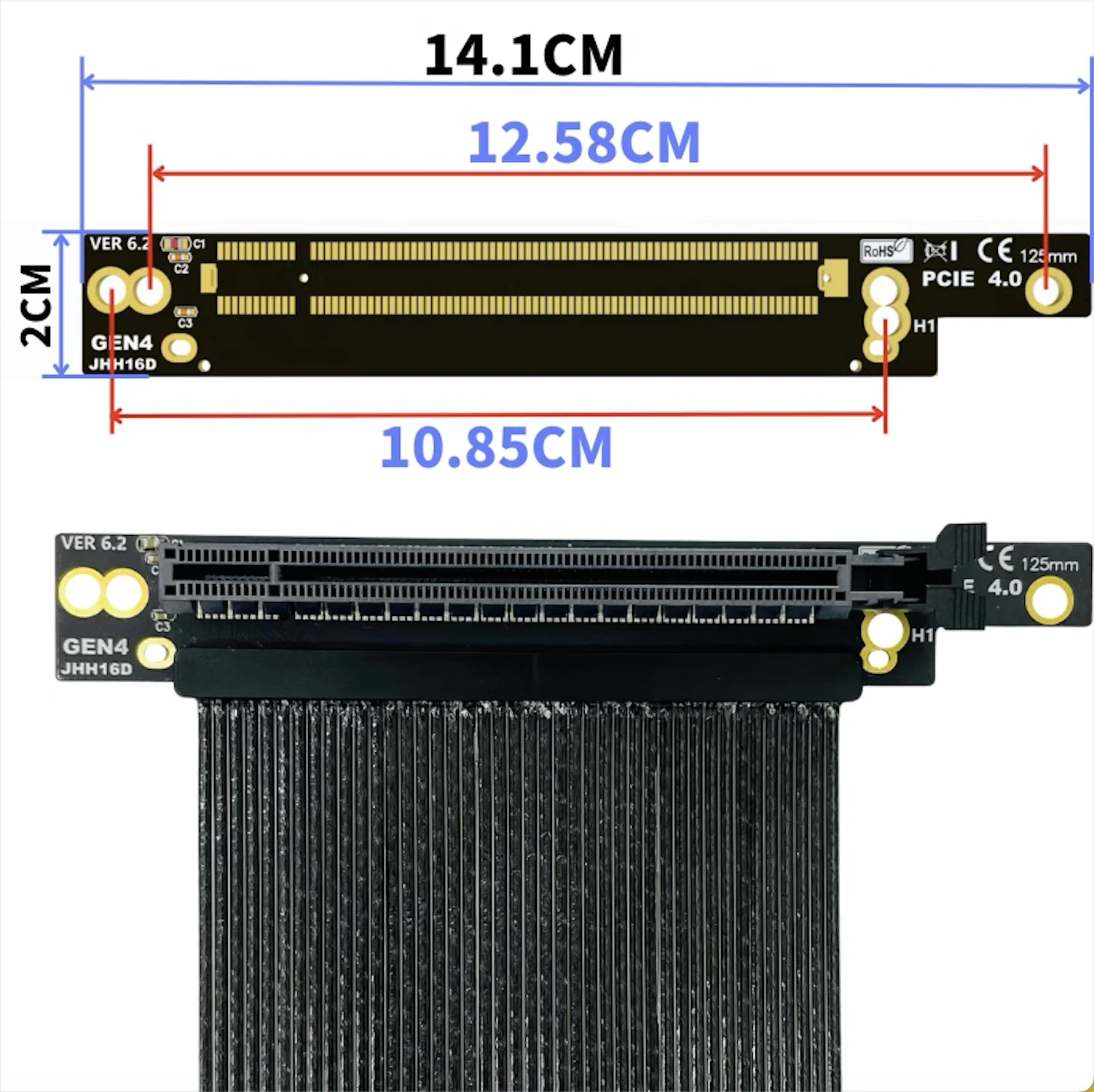 Vertikal gpu verlängerung pcie 4,0x16 riser kabel für nzxt h1 270 ° rückwärts rechtwinklig für phanteks 217e chassis grafikkarte – Detail 9