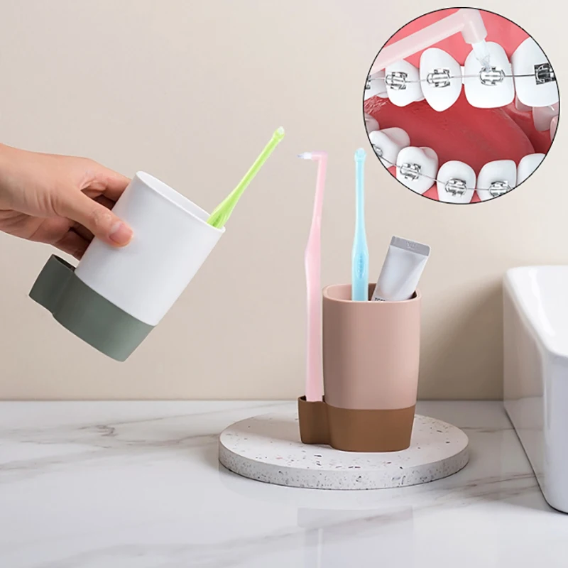 Toothbrush ortodôntico com cabeça apontada, correção macia do cabelo, dentes limpos Gap Floss, cuidados de higiene oral