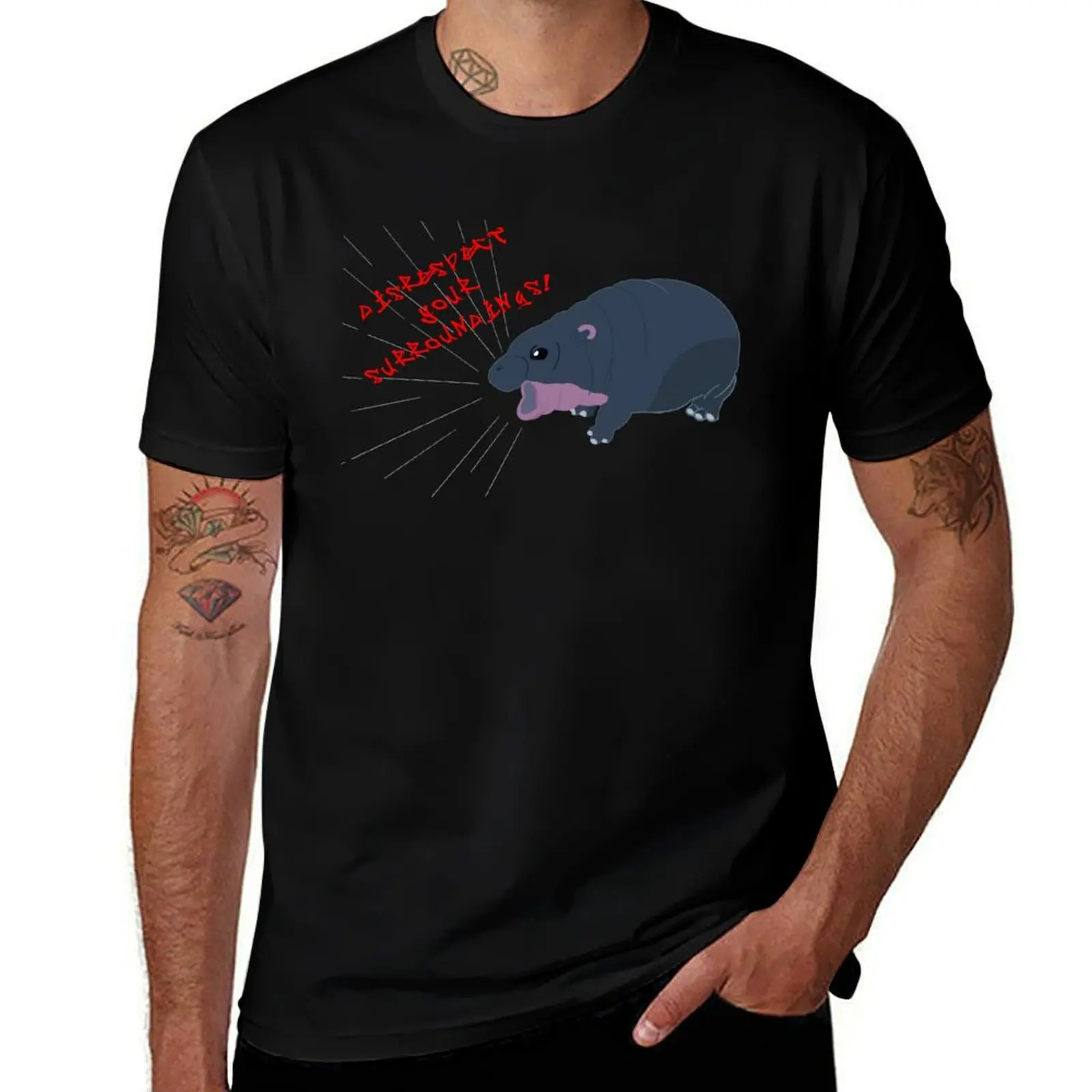 

Disrespect your surroundings, Moo Deng baby hippo T-Shirt Halloween Theme T-Shirt