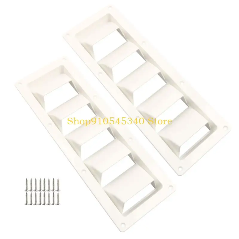 U2JA Boat Ventilation Cover 2 Pack ABS Louvered Wall Grille with Screws, Flush Mount Vent Panel for Trailer Compartments
