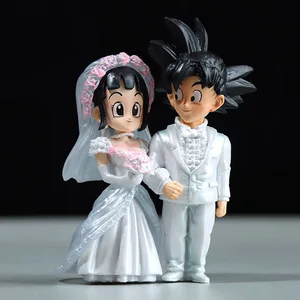 9 cm Dragon Ball Tokoh Anime Son Goku Angka Pernikahan Goku Chichi Mariage Figurine Adegan Patung Q Versi Pvc Model Boneka Mainan 10 angka chichi penjualan terbaik - №