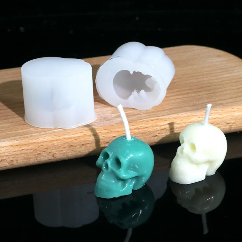 Mini Skull Resin Silicone Molds 3D Skull Head for Candle Wax Casting Chocolate Candy Cake Topper Halloween Party Supplies