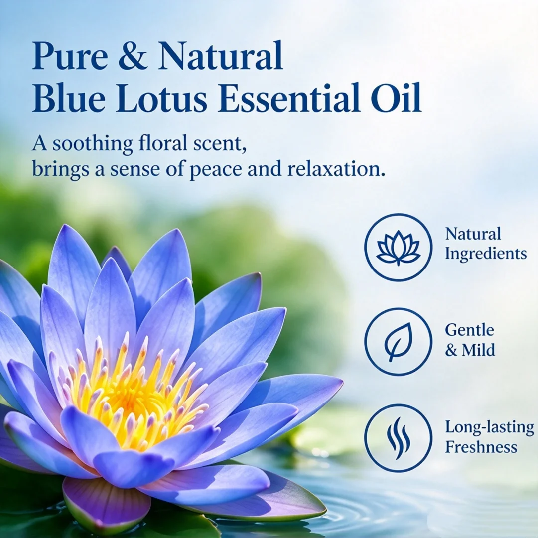 Splymczen Room Spray Blue Lotus Essential Oil 30ml Natural Floral Scent Home Fragrance Spray For Living Room Bedroom Office
