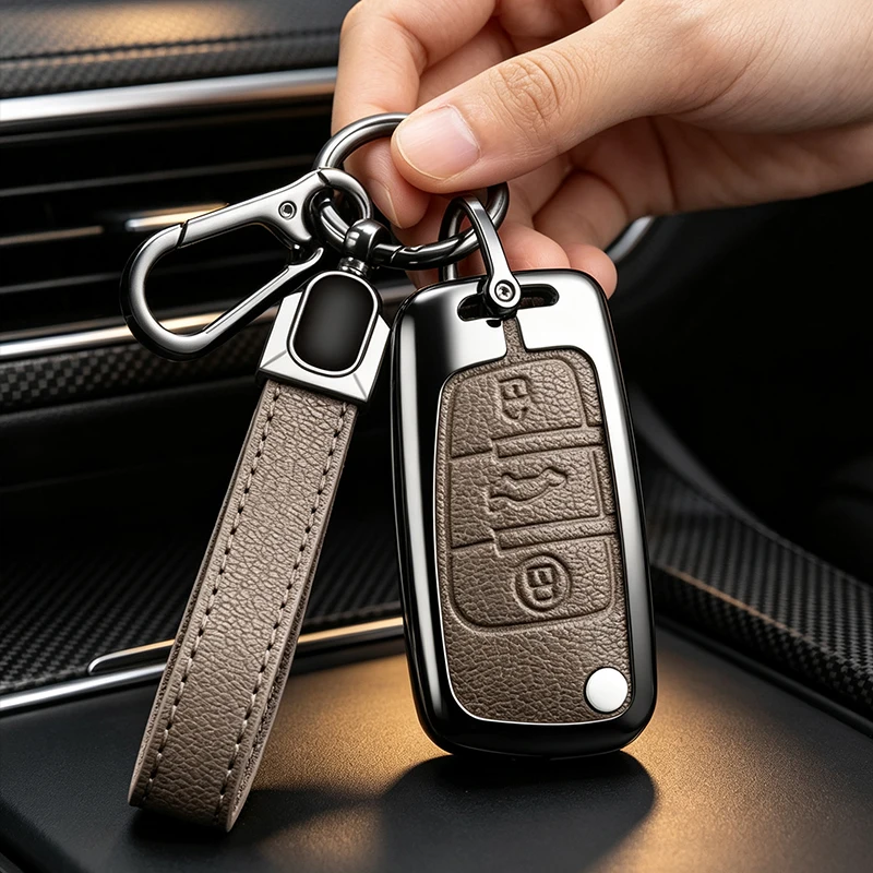 Zinc Alloy Car Remote Key Case Cover Bag For Audi A1 A3 A4 A6 Q2 Q3 Q7 TT TTS R8 S3 S6 RS3 RS6 C5 C6 3 Buttons Protect Shell